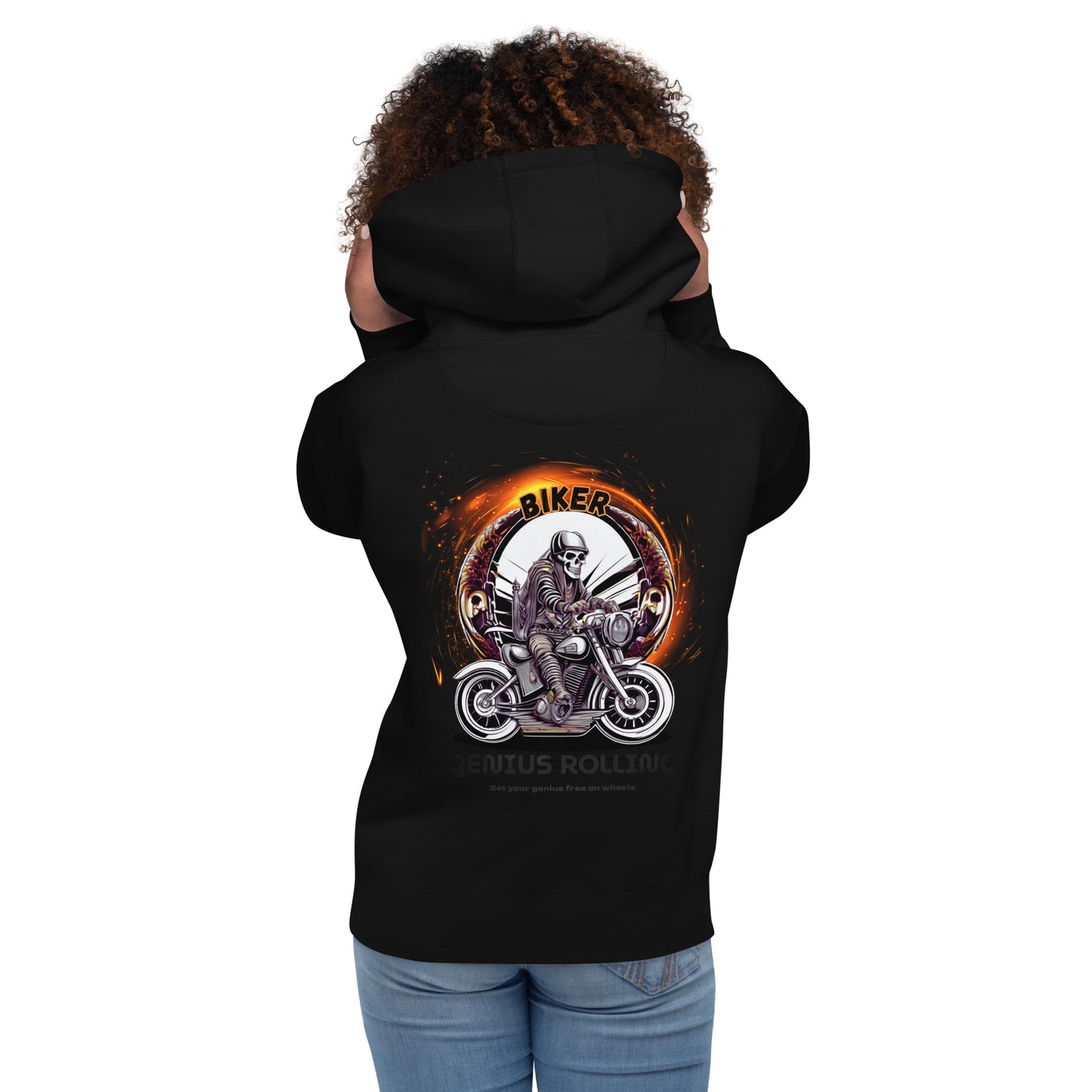 Sudadera con capucha calavera fuego