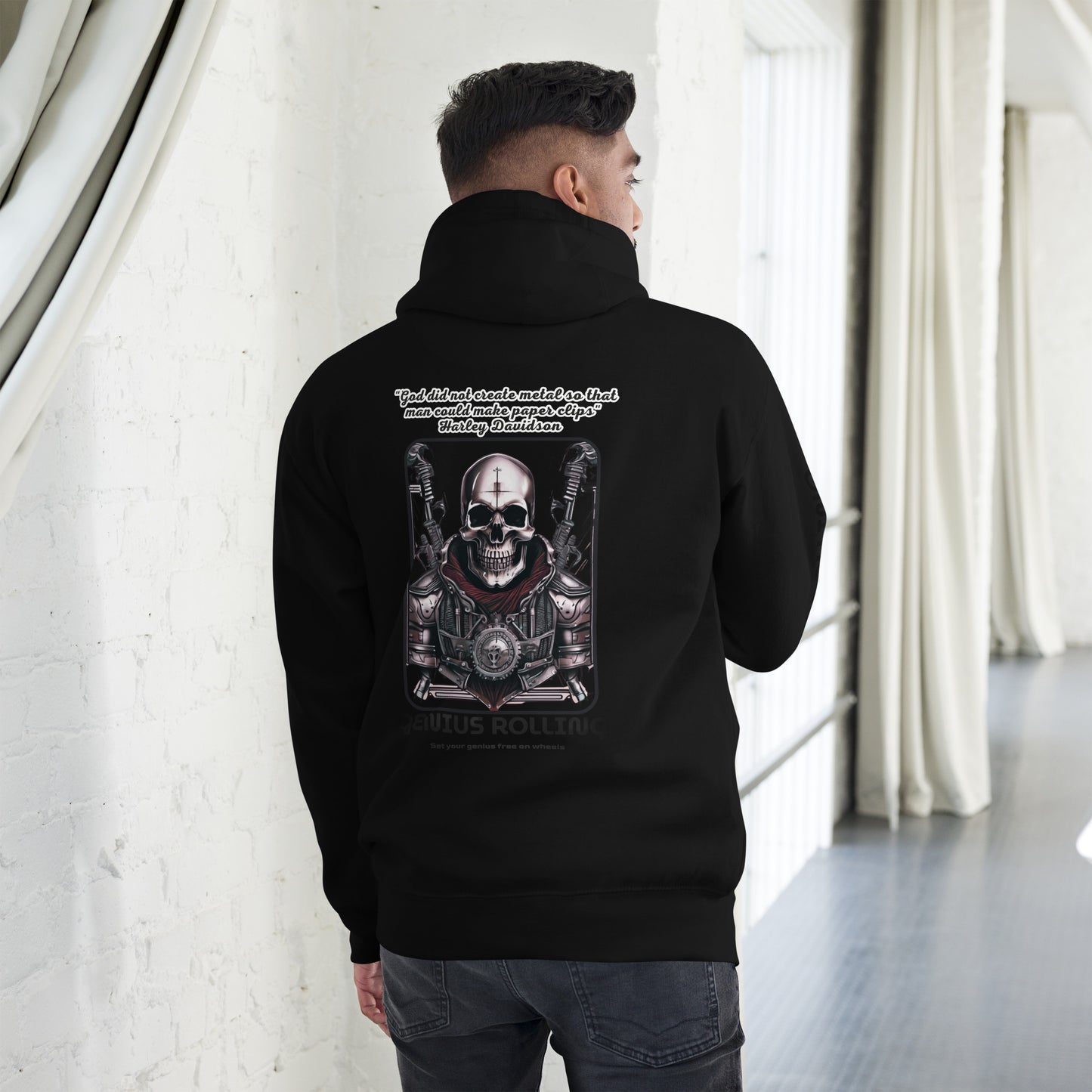 Sudadera con capucha calavera de metal frase Harley Davidson