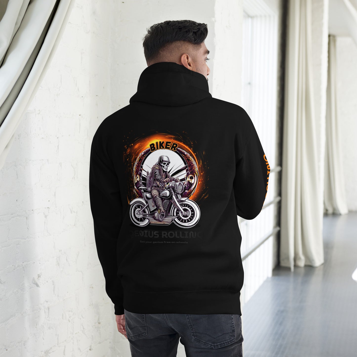 Sudadera con capucha calavera fuego