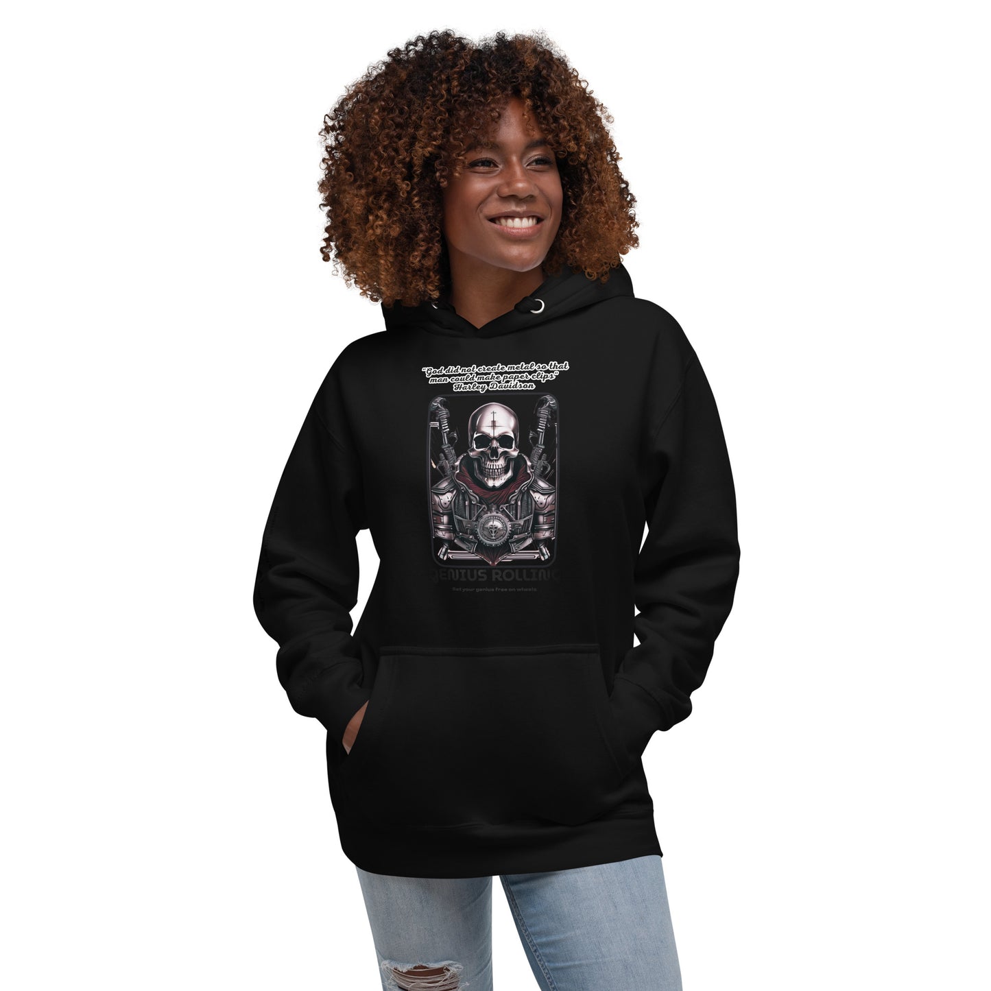 Sudadera con capucha calavera de metal frase Harley Davidson